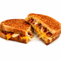 grilled cheese with bacon and melted stringy cheese