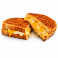 a grilled cheese with melted stringy cheese