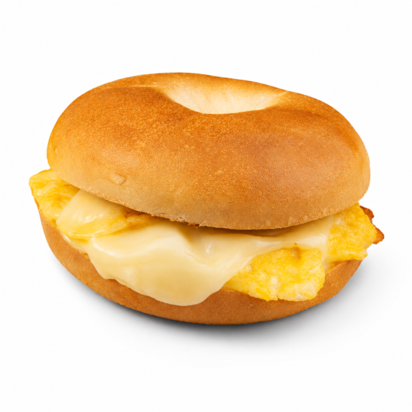 egg and cheese sandwich on plain bagel