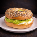 everything bagel sandwich with cheese egg and guacamole