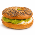 everything bagel sandwich with cheese egg and guacamole