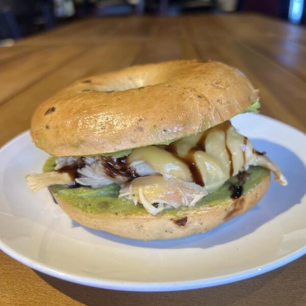 chicken balsamic bagel with gouda