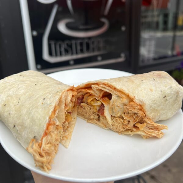 buffalo chicken wrap on plain tortilla