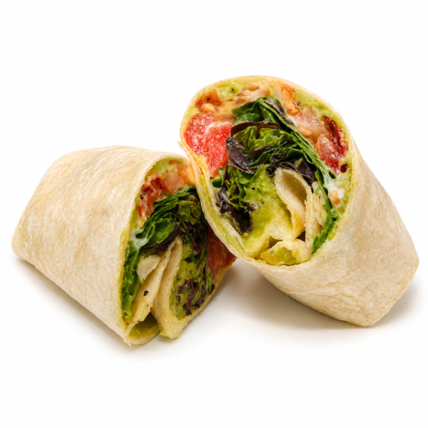 Bacon, lettuce, tomato, guacamole & garlic aioli, served with chips