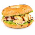 chicken balsamic bagel with gouda