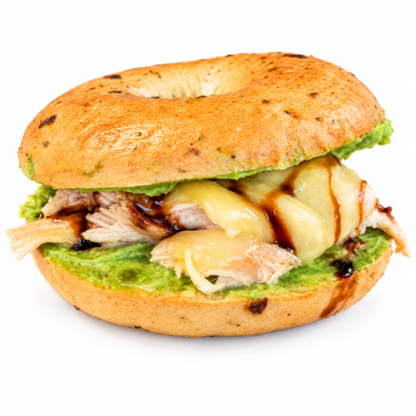 chicken balsamic bagel with gouda