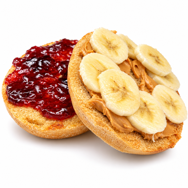 peanut butter jelly banana on french toast bagel